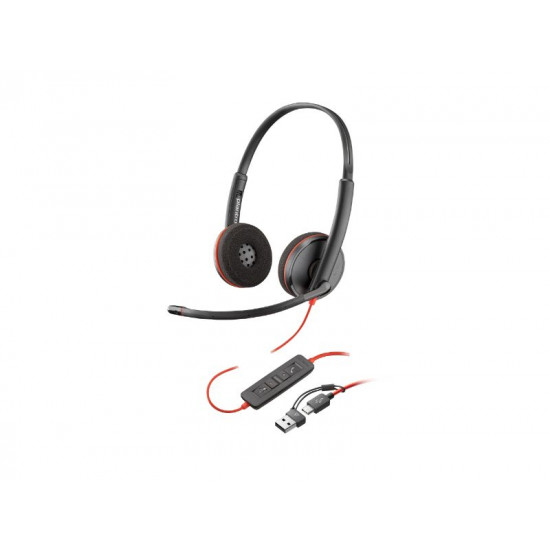 Poly Blackwire 3220 Stereo USB-C Headset +USB-C/A Adapter - 93S87AA 93S87AA