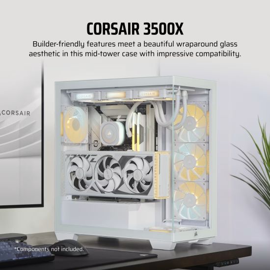 CORSAIR Case 3500X (Mid-Tower, TG, White) CC-9011277-WW
