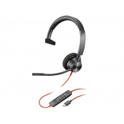 Poly Blackwire 3310 Headset Monaural Microsoft Teams Certified USB-C +USB-C/A Adapter - 8X216AA 8X216AA