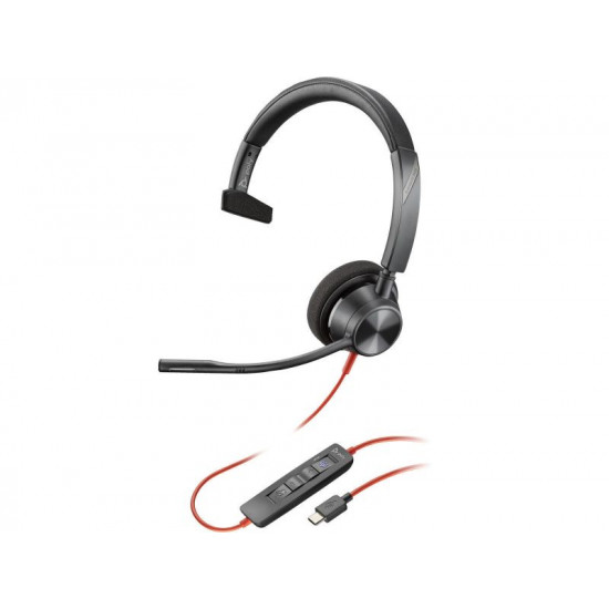 Poly Blackwire 3310 Headset Monaural Microsoft Teams Certified USB-C +USB-C/A Adapter - 8X216AA 8X216AA