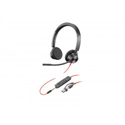 Poly Headset Blackwire 3325 Stereo Microsoft Teams Certified USB-C + 3.5mm Plug +USB-C/A Adapter 8X222AA