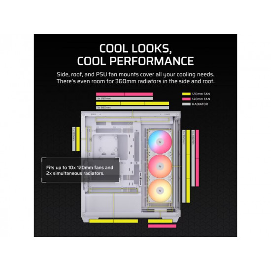 Corsair 3500X ARGB / Mid-Tower Case / Tempered Glass / ATX / White – PN: CC-9011323-WW CC-9011323-WW