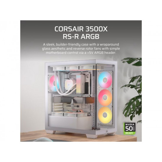 Corsair 3500X ARGB / Mid-Tower Case / Tempered Glass / ATX / White – PN: CC-9011323-WW CC-9011323-WW
