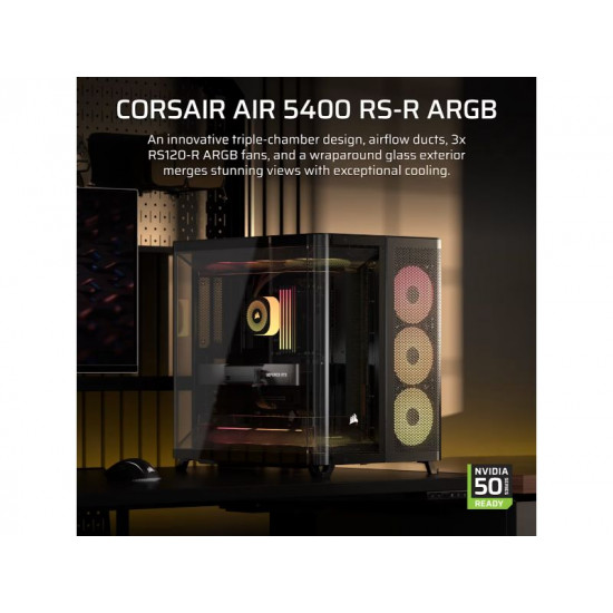 Corsair 5400 Air ARGB / Mid-Tower Case / Tempered Glass / ARGB Fans / Black – PN: CC-9011318-WW CC-9011318-WW