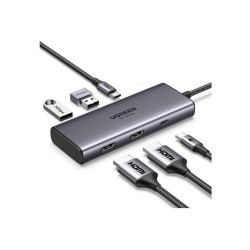 Ugreen Adapter 6w1 CM498 Hub USB do 2x USB-A 3.0 USB-C 3.0 2xHDMI PD (15852) (UGR15852)