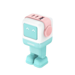 Ugreen Wall charger Nexode RG Robot GaN 2x USB-C + USB 65W pink - blue (35855) (UGR35855)