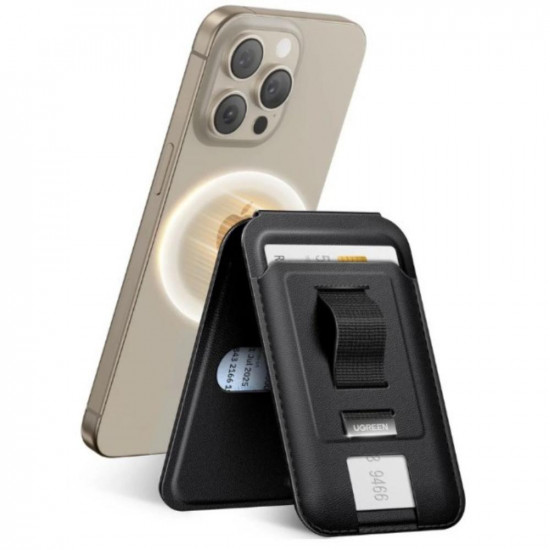 Ugreen Magnetic wallet with stand and holder function for iPhone MagSafe LP836 leather black (45166) (UGR45166)