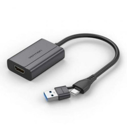 VENTION USB-C + USB-A to HDMI Adapter 0.15M Gray Aluminium Alloy Type (ACYHB) (VENACYHB)