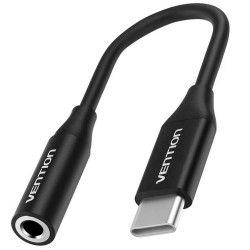 VENTION USB-C Male to 3.5MM Earphone Jack with DAC Adapter 0.1M Black (BIHBA) (VENBIHBA)