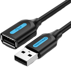 VENTION USB 2.0 A Male to A Female Extension Cable  0.5M black PVC Type (CBIBD) (VENCBIBD)