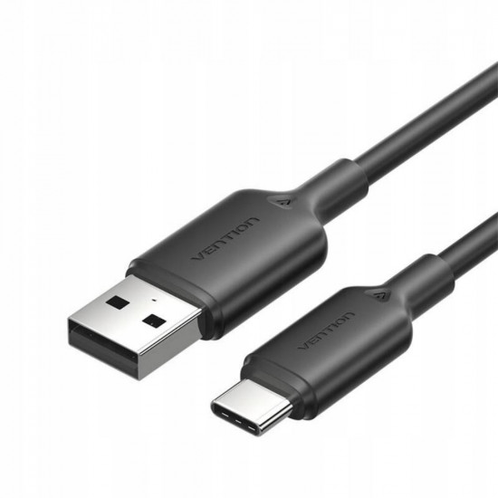 VENTION USB 2.0 A Male to C Male 3A Cable 1M Black PVC Type (CTQBF) (VENCTQBF)