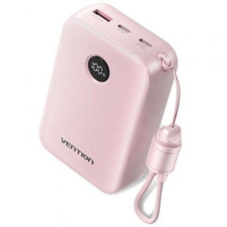 VENTION 20000mAh Power Bank (USB-C + USB-C/USB-C/USB-A) with Built-in USB-C to USB-C Cable 22.5W Pink LED Display Type (FKBP0-C) (VENFKBP0-C)