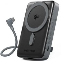 VENTION 10000mAh Magnetic Wireless Power Bank (USB-C + USB-C/USB-C/Wireless) 35W Gray LED Display Type (FKHH0) (VENFKHH0)