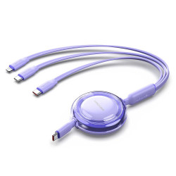 VENTION 3-in-1 USB 2.0 Type-C Male to USB-C Male + USB-C Male + Lightning Male 5A Retractable Cable 1.1M Purple (TRKVBE) (VENTRKVBE)