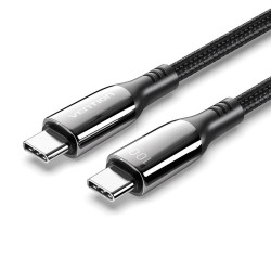 VENTION Cotton Braided Type-C to Type-C 5A Cable 2M Black Zinc Alloy Type (CTKBH) (VENCTKBH)