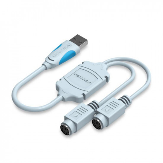 VENTION USB2.0 to Dual PS/2 Adapter Cable 0.3M Blue (VAS-C03-S) (VENVAS-C03-S)