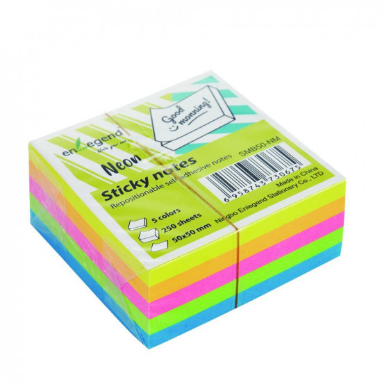 EnLegend Αυτοκόλλητες σημειώσεις 50Χ50, 250φ,neon 5 color mix (SMB50-NM) (ENLSMB50-NM)