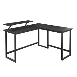 Vasagle Γωνιακό Μεταλλικό Γραφείο 140 x 130 x 76 / 91.5 cm Χρώματος Μαύρο (LWD56BK) (VASLWD56BK)