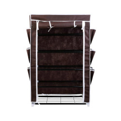 Bakaji Παπουτσοθήκη Εξοικονόμησης Χώρου 6 Ραφιών 18 Ζευγών Ράφι Ατσάλι και Ύφασμα TNT Καφέ (2830795) (BAK2830795)