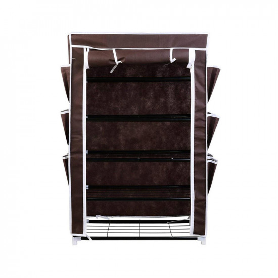 Bakaji Παπουτσοθήκη Εξοικονόμησης Χώρου 6 Ραφιών 18 Ζευγών Ράφι Ατσάλι και Ύφασμα TNT Καφέ (2830795) (BAK2830795)