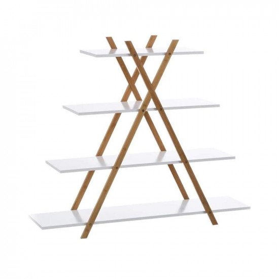 Bakaji Βιβλιοθήκη Μοντέρνου Σχεδιασμού Ράφι 4 Επιπέδων Ξύλο MDF και Μπαμπού Σπίτι Γραφείο Λευκό (2834489) (BAK2834489)