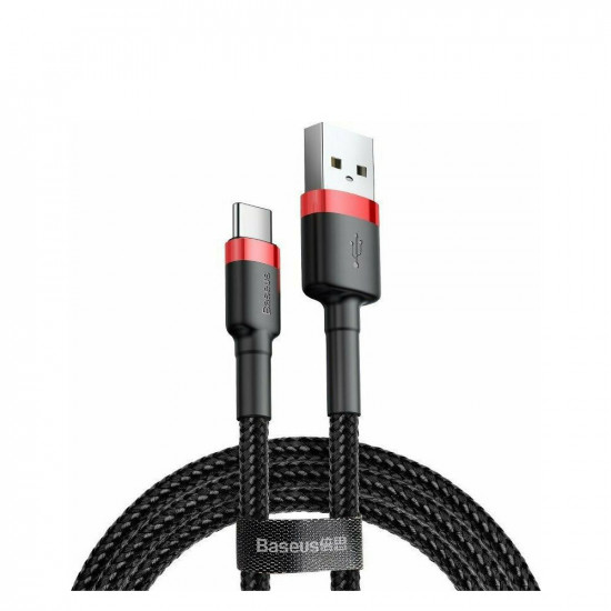 Baseus Cafule Braided USB 2.0 Cable USB-C male - USB-A male Μαύρο 2m (CATKLF-C91) (BASCATKLF-C91)