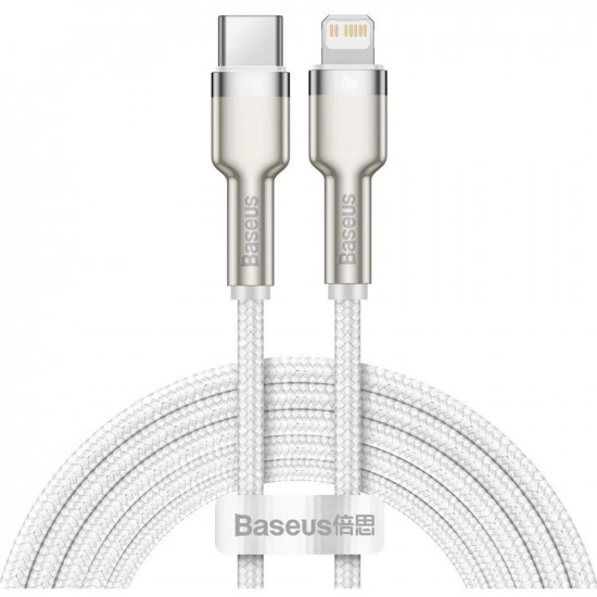 Baseus Cafule Metal Braided USB-C to Lightning Cable 20W Λευκό 2m  (CATLJK-B02) (BASCATLJK-B02)