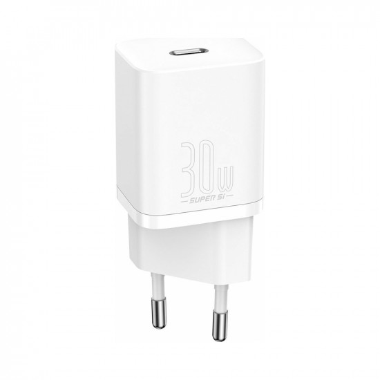 Baseus Φορτιστής Χωρίς Καλώδιο με Θύρα USB-C 30W Power Delivery Λευκός (Super Si) (CCSUP-J02) (BASCCSUPJ02)