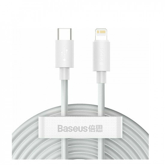 Baseus Lightning Simple Wisdom cable (2pcs/set) PD 20W 5A 1.5m White (TZCATLZJ-02) (BASTZCATLZJ-02)