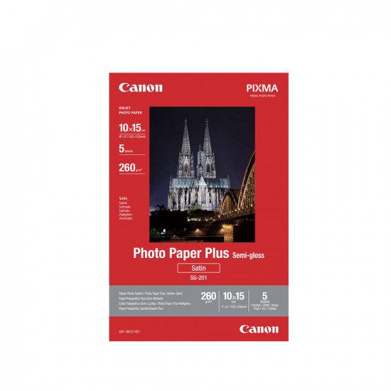 Canon Φωτογραφικό Χαρτί Semi-Gloss 10 x15cm 260g/m²5 φύλλα (1686B072) (CAN-SG201)