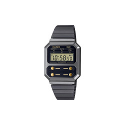 Casio Vintage Edgy Ρολόι Χρονογράφος Μπαταρίας με Μαύρο Μεταλλικό Μπρασελέ (A100WEGG-1A2EF) (CASA100WEGG1A2EF)