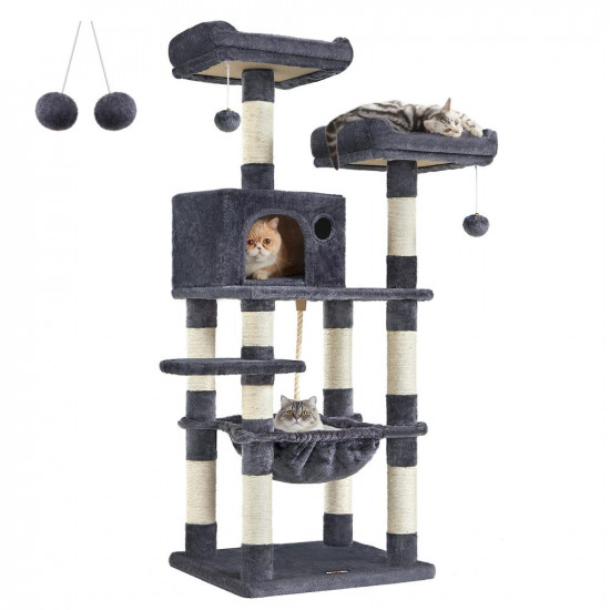 Feandrea Cat Tower, Height 143 cm, up to 2 cats (PCT15GYZ) (FEAPCT15GYZ)