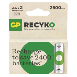 GP ReCyko 2600mAh rechargeable batteries AA / R6 Ni-MH  (GPB20654)