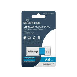MediaRange USB 2.0  flash drive, color edition, light blue, 64GB (MR974)