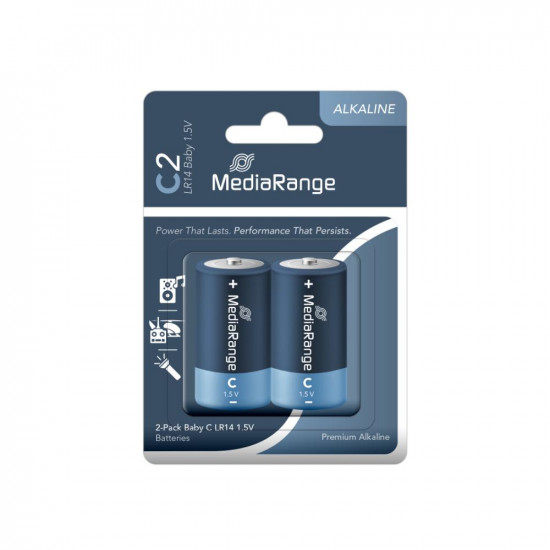 MediaRange Premium Alkaline Batteries Baby C|LR14|1.5V Pack 2  (MRBAT108)