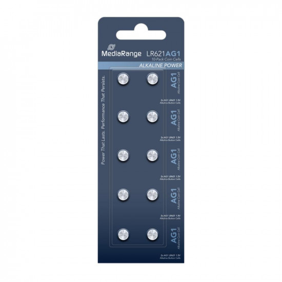 MediaRange Premium Alkaline Coin Cells AG1|LR621|1.5V Pack 10  (MRBAT110)