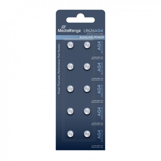 MediaRange Premium Alkaline Coin Cells AG4|LR626|1.5V Pack 10  (MRBAT111)