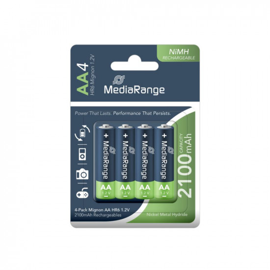 Επαναφορτιζόμενη Μπαταρία MediaRange NiMH Accus AA 1.2V (HR6) (4 Pack) (MRBAT121)