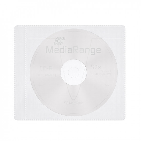 MediaRange Adhesive-backed fleece Sleeves for 1 disc White/semi-clear, Pack 50  (MRBOX69-50)