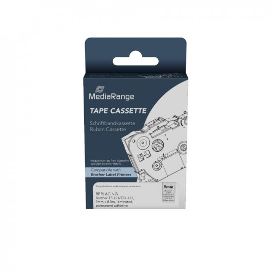 Ετικέτες Γενικής Χρήσης Mediarange (Brother TZ-121/TZe-121, 9mm, 8m, Laminated and Permanent Adhesive, Black on Clear) (MRBTZ121)