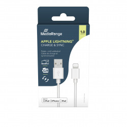 Καλώδιο MediaRange Charge and sync, USB 2.0 to Apple Lightning® plug, 1.0m, white (MRCS178)