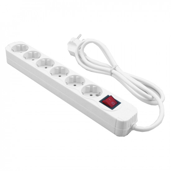 MediaRange Πολύπριζο Ασφαλείας 6 Θέσεων Schuko 1.4M Λευκό με Διακόπτη (MRCS206)