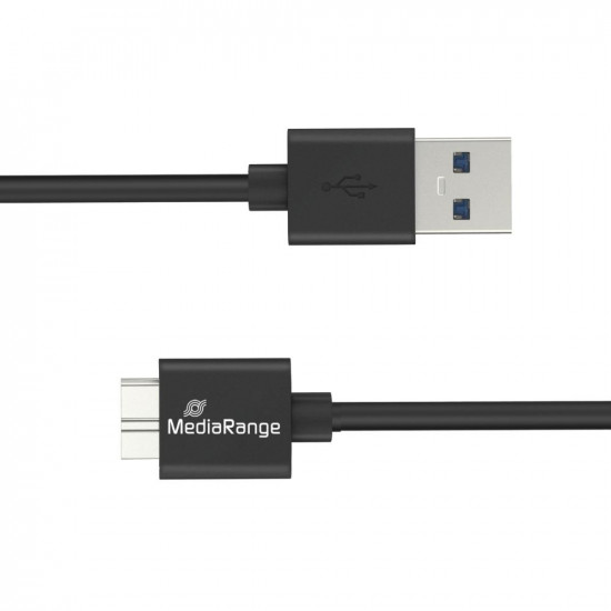 MediaRange USB-A to Micro-B USB 3.0 Charge and Sync Cable, USB 3.0, 5 Gbps, 5W max., 50cm, Black (MRCS239)
