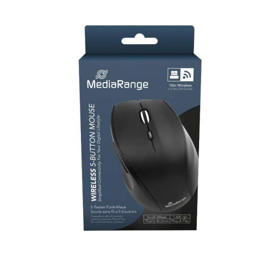 MediaRange Optical Mouse Highline Series (Black, Wireless) (MROS208)