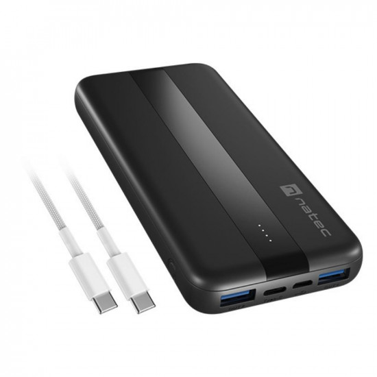 Natec Trevi Slim Q Power Bank 10000mAh, 20W Maximum Power, Quick Charge, Power Delivery  Micro USB, USB Type-A, USB Type-C (NPB-2294) (NTCNPB-2294)