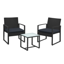 Songmics Έπιπλό Μπαλκονιού - Κήπου Lounge Set, Μαύρο (GGF010B05) (SNGGGF010B05)
