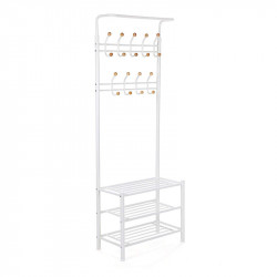 Μεταλλικό Έπιπλο Εισόδου με 3 Ράφια και 9 Κρεμάστρες 68.8 x 35.2 x 187 cm Χρώματος Λευκό Songmics (HSR04W) (SNGHSR04W)