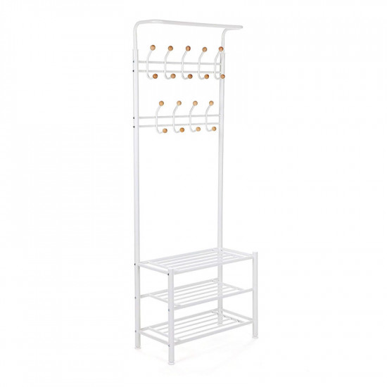 Μεταλλικό Έπιπλο Εισόδου με 3 Ράφια και 9 Κρεμάστρες 68.8 x 35.2 x 187 cm Χρώματος Λευκό Songmics (HSR04W) (SNGHSR04W)