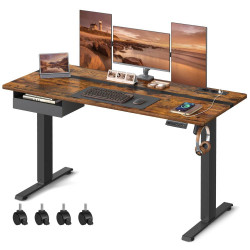 Songmics Μεταλλικό Ηλεκτρικά Ρυθμίζόμενο γραφείο SNGLSD116X01-1&2 160 x 70 x 72-120 cm Ξύλινου Φινιρίσματος Χρώματος καφέ - (LSD116X01) (SNGLSD116X01)