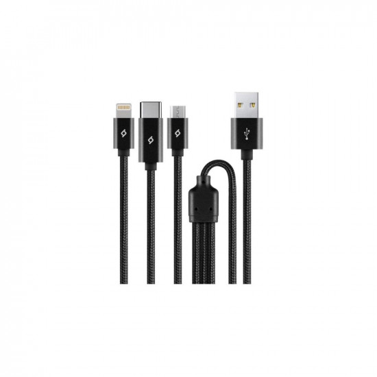 ttec AlumiCable Trio Charge/Data Cable Type-C Lightning Micro USB 100cm Black (2DK39S) (TTEC2DK39S)